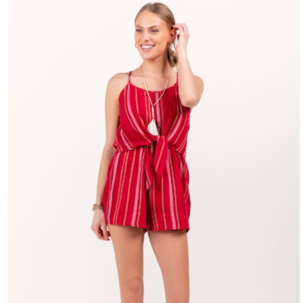Francesca's Pink Striped Romper